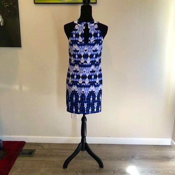 Vince Camuto Blue and White Geometric Dress - Picture 3 of 13